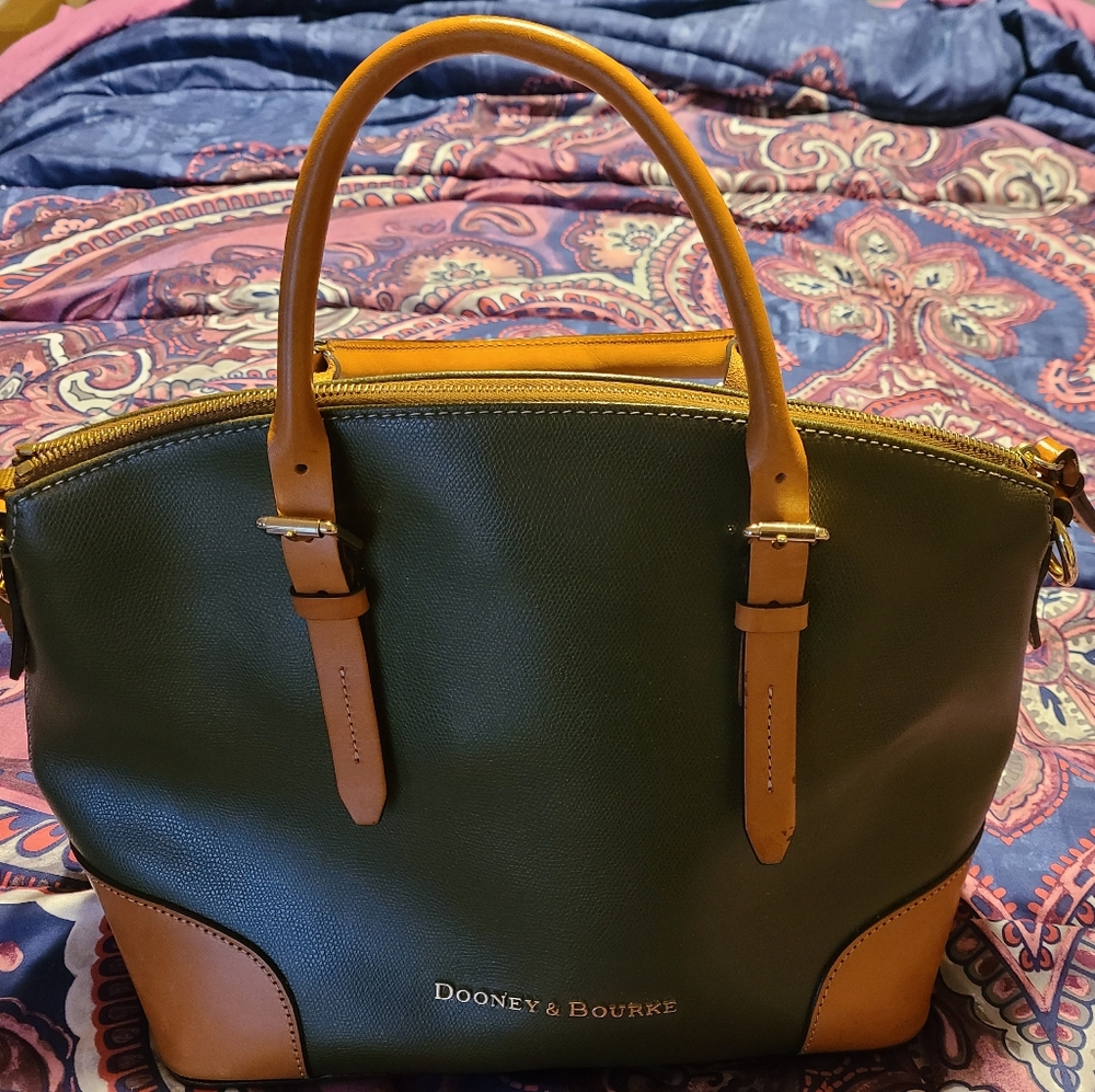 Dooney & Burke Crossbody Satchel Olive Tan Congac